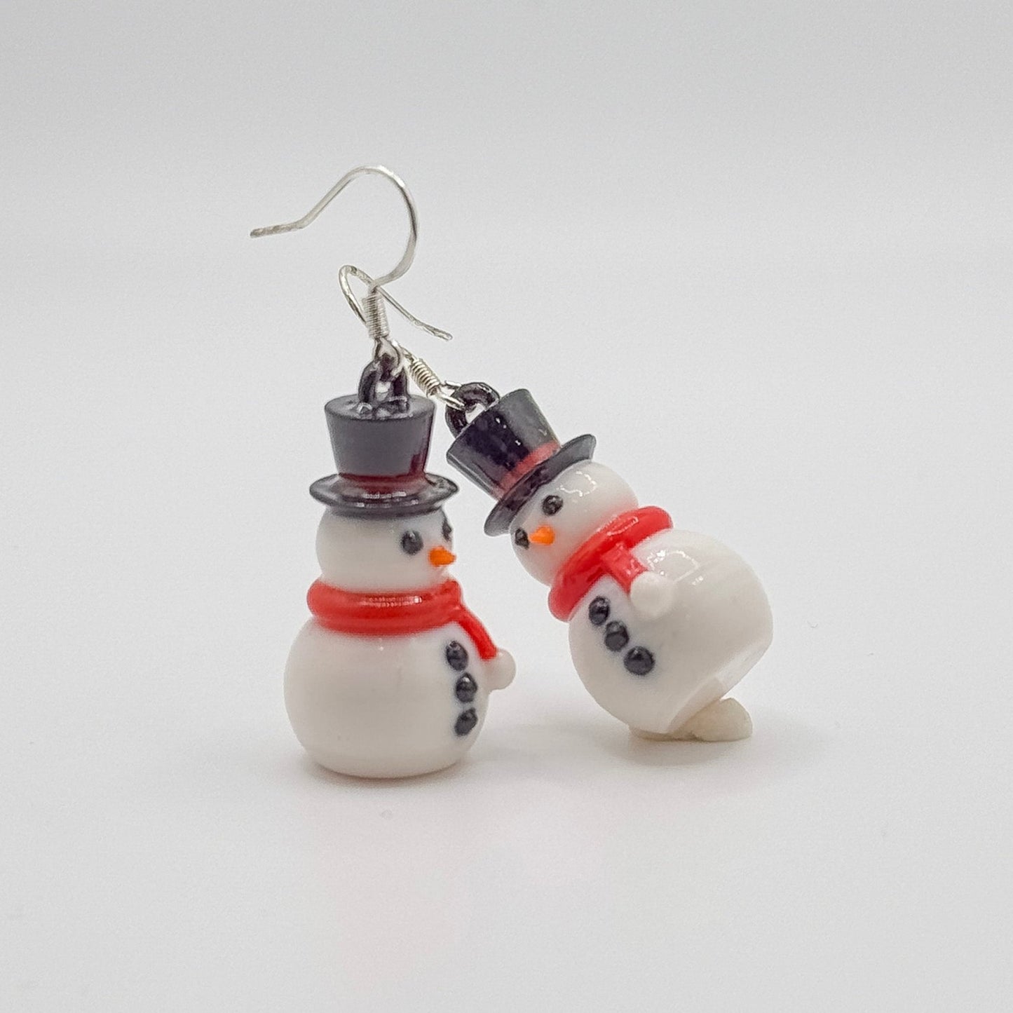 Snowman Earrings with Sterling Silver Hooks