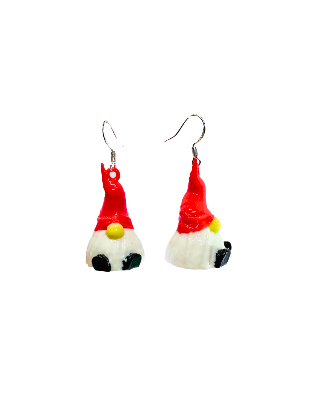 Santa Cat / Candy Cane Christmas Fish Hook Earrings / Silver-tone