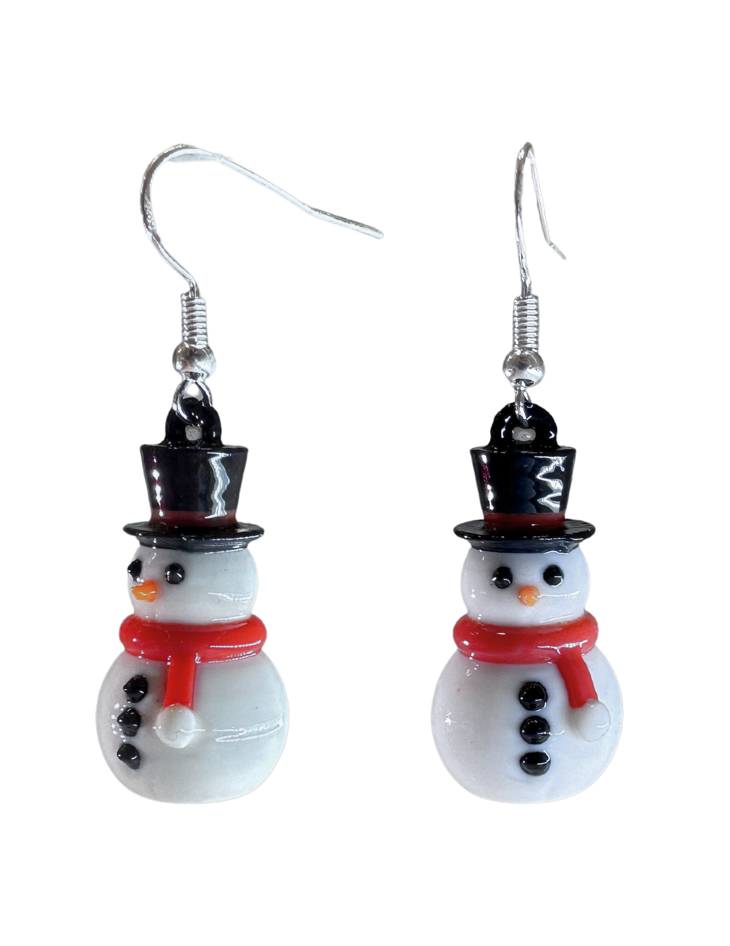 Snowman Earrings with Sterling Silver Hooks